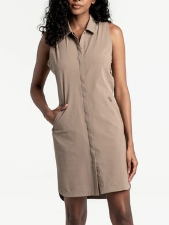 Lole Dresses & Skirts - 🍄3/50$🍄Lolë Momentum Shirt Dress - Sleeveless Stretch Taupe Size M